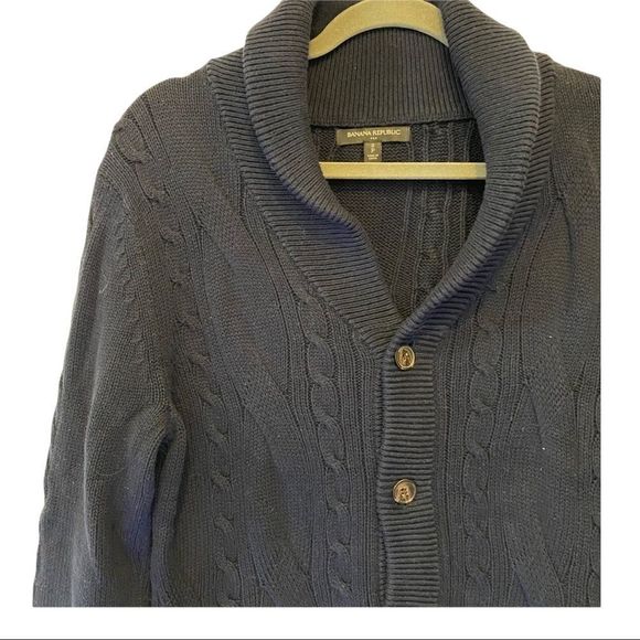 Banana Republic oversized button front collared cable knit sweater size small - Picture 2 of 6